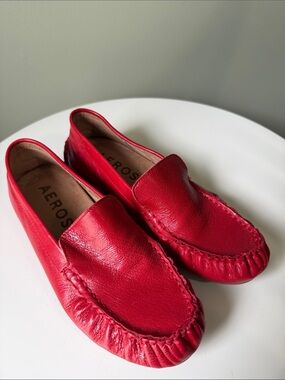 Aerosoles Coby Red Leather Driving Moc Loafers Women’s Size 5.5M